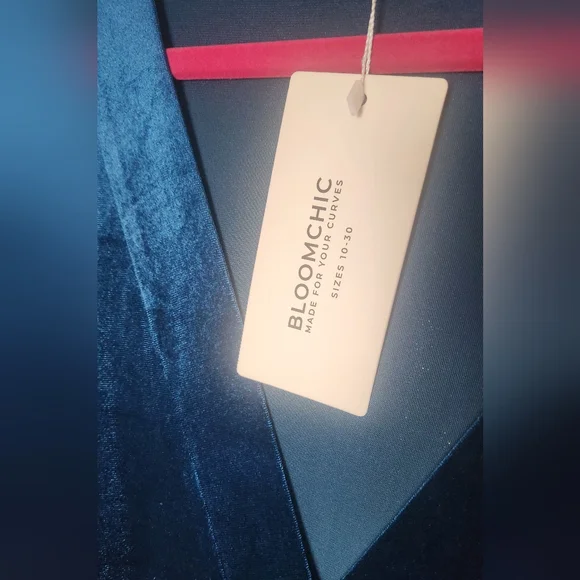 Elegant Blue Velvet Dress - Picture 2 of 7